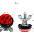 Red Reflectors Motorcycle License Plate Bolts And Nuts Kit With Mini Decorative M5 Screws; 25mm diameter and 9mm thickness