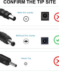 54V 1.1A DC Power Adapter For UniFi USW-Lite-8-PoE 8-Port Gigabit Switch, barrel tip guide with pin and pinless examples