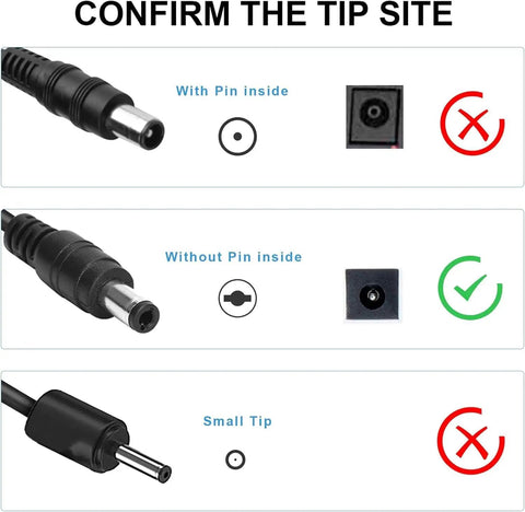 54V 1.1A DC Power Adapter For UniFi USW-Lite-8-PoE 8-Port Gigabit Switch, barrel tip guide with pin and pinless examples