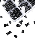 960 Piece Black Nylon Spacers Set For Screws And Electrical Outlets Round No Thread Spacers With Variety Inner Diameters And Lengths Go To DIY Kit For Flush Or Recessed Mounts Stable Fit And Easy Install, black nylon spacers in organizer tray