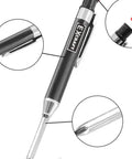 Heavy Duty Metal Mechanical Carpenter Pencil Set With Six Refills And Integrated Sharpener Deep Hole Design close-up showing sharpener and clip.