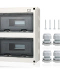 24 Way Distribution Protection Box With IP66 Waterproof Rating, Transparent Cover, ABS PC Alloy Plastic Enclosure For Circuit Breakers, DIN Rail Compatible, Dustproof And Rugged Heavy Duty Weatherproof Outdoor Box With Waterproof Connector, 275x110x315mm