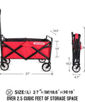 Versatile Collapsible Folding Wagon Cart Heavy Duty Utility Wagon With All Terrain Wheels for camping and easy storage red