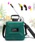 Battery Powered Garden Sprayer 2 Gallon With USB Rechargeable Handle Three Mist Nozzles For Fine To Coarse Coverage