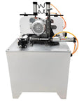 Pro Shop Grade 45 Degree Corner Cutting And Punching Machine With Dual Spindles and 8 Inch Alloy Saw Blade viewed from front, showcasing motor and controls.