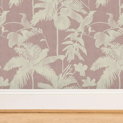 Kicked Up Your Walls With This Dope Tropical Exotic Vinyl Wallpaper Featuring A Solid Leather Texture And Heavy Duty Commercial Grade Durability Custom Printed Just For You, showcasing subtle palm leaves and birds.