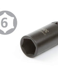 30 mm socket from 3/4 Inch Drive Deep 6-Point Impact Socket Set With Case, 8-Piece (27-38 Mm) for heavy-duty wrenching, high-torque grip shown