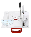 Rock Solid Manual Router Lift For Woodworking Tables featuring 51 Millimeter lifting stroke mounted on flat surface for woodworking.
