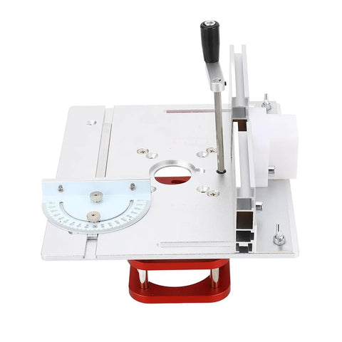 Rock Solid Manual Router Lift For Woodworking Tables featuring 51 Millimeter lifting stroke mounted on flat surface for woodworking.