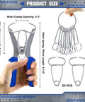 Premium Miter Spring Clamps Kit With Heavy Duty Spring Loaded Pliers For Easy One Hand Woodworking Frame Building Trim Moldings And Wood Projects, 20 pcs