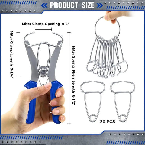 Premium Miter Spring Clamps Kit With Heavy Duty Spring Loaded Pliers For Easy One Hand Woodworking Frame Building Trim Moldings And Wood Projects, 20 pcs