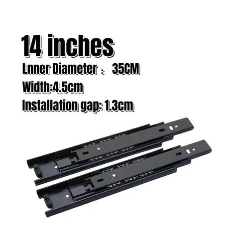 Heavy Duty Cold Rolled Steel Wardrobe Drawer Slides With Hydraulic Damping Soft Close for 14 Inch Drawers, side view