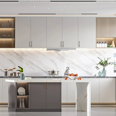 Modern kitchen with 10 Pack 5 Inch Champagne Bronze Cabinet Pulls Set For Cabinets And Drawers Kitchen Cupboard Hardware