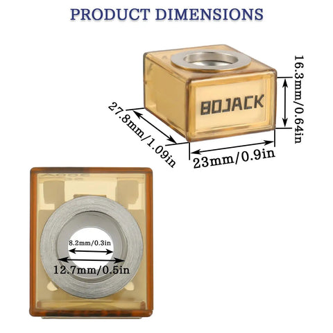 Badass 300A Marine Battery Fuse Holder With Splash Proof IP66 Waterproof Cover dimensions shown in clear box with measurements.
