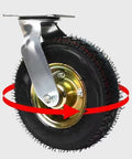 Heavy Duty Rubber Caster Wheels With 360 Degree Swivel Action For Furniture And Workbenches Smooth Rolling Shock Absorbing universal caster with metallic wheel mount.