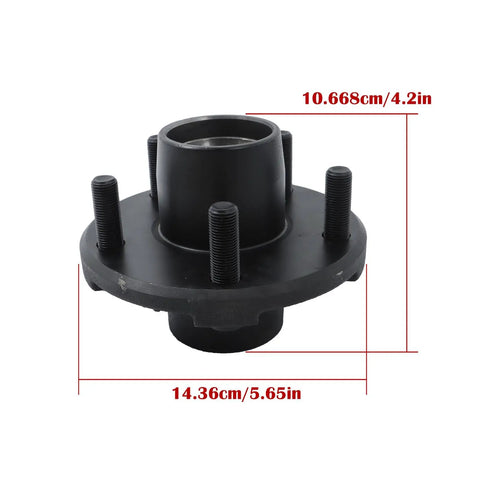 Trailer Hub Kit 5 On 4.5 Bolt Pattern BT8 Spindle With 7 Piece Bearing Kit For 2000 Pound Axles, detailed front view