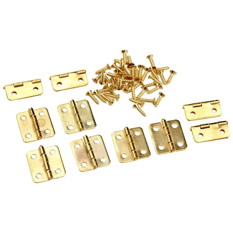 10 Pack Gold Kitchen Cabinet Door Hinges 4 holes with screws for jewelry boxes furniture fittings 18x16mm metal mounting hardware