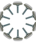 Circular arrangement of Heavy Duty Adjustable Leveling Feet for Furniture M6 Screw On Glide Stems with 30mm Base Protect Floors