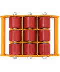 15 Ton Machinery Skate Dolly With Nine PU Rubber Rollers For Heavy Load Transport Beefy Durable Industrial Skid Carrier For Moving Heavy Equipment Sturdy Alloy Steel Base Plate Reinforced Lock Nuts Solid Central Bearings Smooth Rolling top view