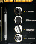 Smooth Operator Offset Extension Wrench Kit With 1/2 3/8 And 1/4 Inch Drill Adapters High Torque Impact Ratchet Extender shown with 1/2 inch drive head.