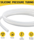 Silicone pressure tubing A774, white, 3/16 in ID x 5/16 in OD, 6 ft long, high-temp silicone hose for manometers (close-up)