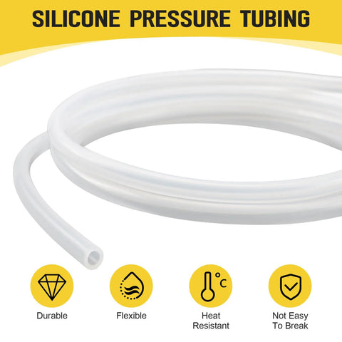 Silicone pressure tubing A774, white, 3/16 in ID x 5/16 in OD, 6 ft long, high-temp silicone hose for manometers (close-up)
