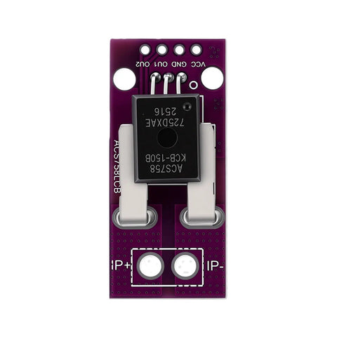 Rock Hard Hall Current Sensor Module Rated At One Hundred Fifty Amps Made For Motor Control Circuit Designs And Garage Builds Featuring Ten Millivolt Per Amp Sensitivity For Nailing Precise Current Readings, showing compact purple PCB with current sensing components.