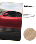 Car with red exterior shown alongside beige fabric texture related to Car Headliner Repair Kit With 60 Pieces Headliner Buttons And Durable Rivets For Sagging Roof Liner Quick Installation DIY Auto Interior Fix Universal Fit Professional Style Finish