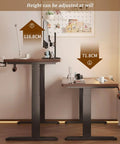 Electric Height Adjustable Standing Desk showing two height settings at 116.8CM and 71.8CM, heavy steel frame for office use.