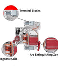 No Fuss 1P And 2P Din Rail Mcb Circuit Breaker Handling Overloads And Short Circuits Smoothly 6A To 63A Amps For 230V And 400V Panels internal view showing magnetic coils and arc extinguishing zone.