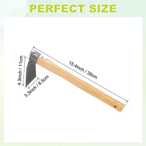 Heavy Duty Curved Garden Hoe Mattock With Wooden Handle Fifteen Point Four Inch Stainless Steel Digging Weeding Tool dimensions