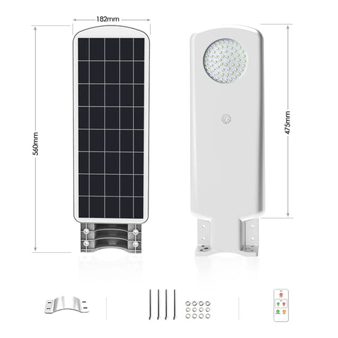 Solar Street Light Outdoor Motion Sensor With Remote Control Dusk To Dawn LED Yard Lighting 6500K Daylight 2500lm IP65 Waterproof