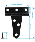 Front view of 6 Pack Tee Hinge 2 Inch Heavy Duty T Strap Hinges Black For Barn Doors Gates Sheds Wooden Fences with screw detail