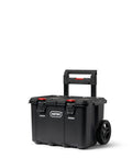 Four Piece Rolling Tool Storage System With Large Rolling Toolbox And Two Drawer Toolbox And Two Tray Organizers Interlocking