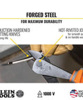 1000V Insulated Diagonal Cutting Pliers 8 Inch With High Leverage Design And Induction Hardened Blades Made In USA, cutting wire