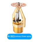Professional Grade All-Copper Fire Sprinkler Head DN25 72 Degrees with K=363 down spray design and R1 inch connection detail.