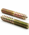 Close-up of 150 Pack M4 Hanger Bolts for Wood to Metal DIY, dual-end threaded studs, 30mm length, self-tapping design.
