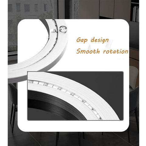 Close-up of Zero Setup Lazy Susan Turntable Bearing With Silent Ball Bearing Aluminum Alloy Swivel Plate for Tables showing gap design.