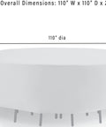 Round Outdoor Patio Furniture Cover Weatherproof Waterproof And Tough As Nails Shield For Backyard Deck And Dining Sets Tan All Weather Protection Against Sun Rain Snow Dirt And Sap at 110 inch diameter and 29 inch height covering table