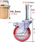 Built Tough Pro Grade Heavy Duty Polyurethane Swivel Caster Wheels With Threaded Stem, 100mm wheel size, suitable for workbench moving.
