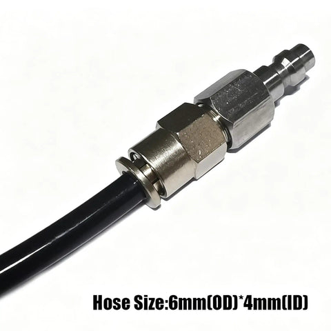 Solid 3 Meter Compressor Air Hose With Quick Connect Fittings for High Pressure Pneumatic Rigs, showing detailed connector fitting.