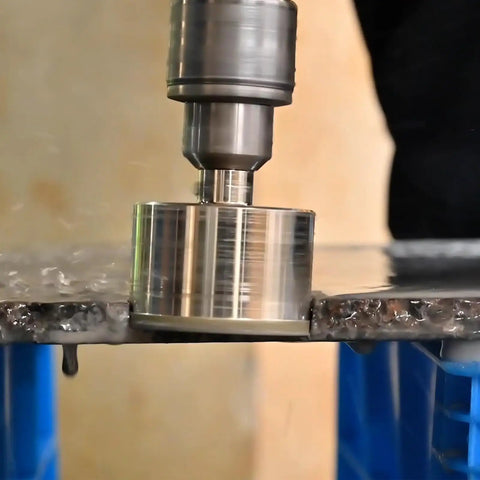Heavy Duty Quarter Inch Diamond Hole Saw Two Piece Kit Brazed Premium Grain Design cutting through tile with water cooling.