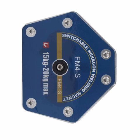 Jiawu Switchable Hex Welding Magnet Locks Down Heavy Metal With 20 Lb Force And One Button Degauss For Quick Adjustments, hexagonal blue magnet.