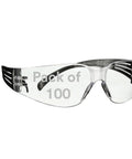 SecureFit 100 Series Safety Glasses 100 Pack On The Job With Anti Fog Anti Scratch Clear Lenses ANSI Z87 Impact Rated Black Temples