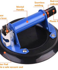 Heavy Duty Vacuum Lifter with 8-inch suction cup and metal handle, featuring a double cylinder vacuum pump for lifting up to 300 lbs
