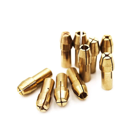 10 Piece Mini Fine Copper Collet Set for Rotary Tool Bits, Go-To Drill Chuck Clamps for Dremel and Other Rotary Tools