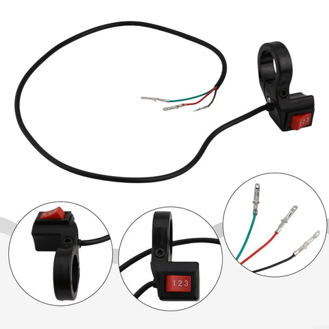 Upgrade Your Ride With This Slick 3-Speed Handlebar Switch Designed For Smooth Shifting On Motorcycles Electric Bikes And Scooters. Crafted From Durable ABS Plastic It Delivers Precision Control Without Sticking Or Slipping While You Cruise Around The. 22mm handlebar 3-speed switch with wired leads for motorcycle and electric bike use