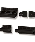 Magnetic Toolbox Tray Organizer Set 4 Piece With Shelves And Holders For Cabinet Side Shelf Storage Van Workshop Includes 6 Inch And 12 Inch Trays Paper Towel Holders Spray Can Holders Rust Resistant Stainless Steel, showing black-coated rust-resistant trays.