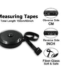 Soft Retractable Dual Sided Body Measuring Tape 60 Inch 150cm for Sewing Tailor Craft Fabric Knitting and Weight Loss in Black