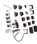 Sturdy 6DOF Robot Mechanical Arm Claw Kit With Metal Gears And Thick 2mm Aluminum Brackets components including servos and brackets.